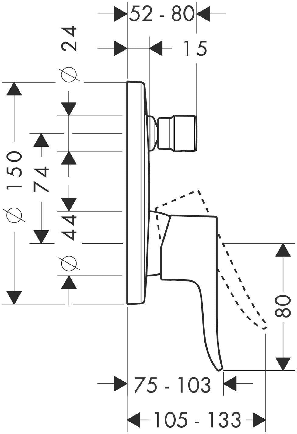 HANSGROHE Metris Wannenmischer DN 15 Unterputz mit integrierter Sicherungskombination Chrom