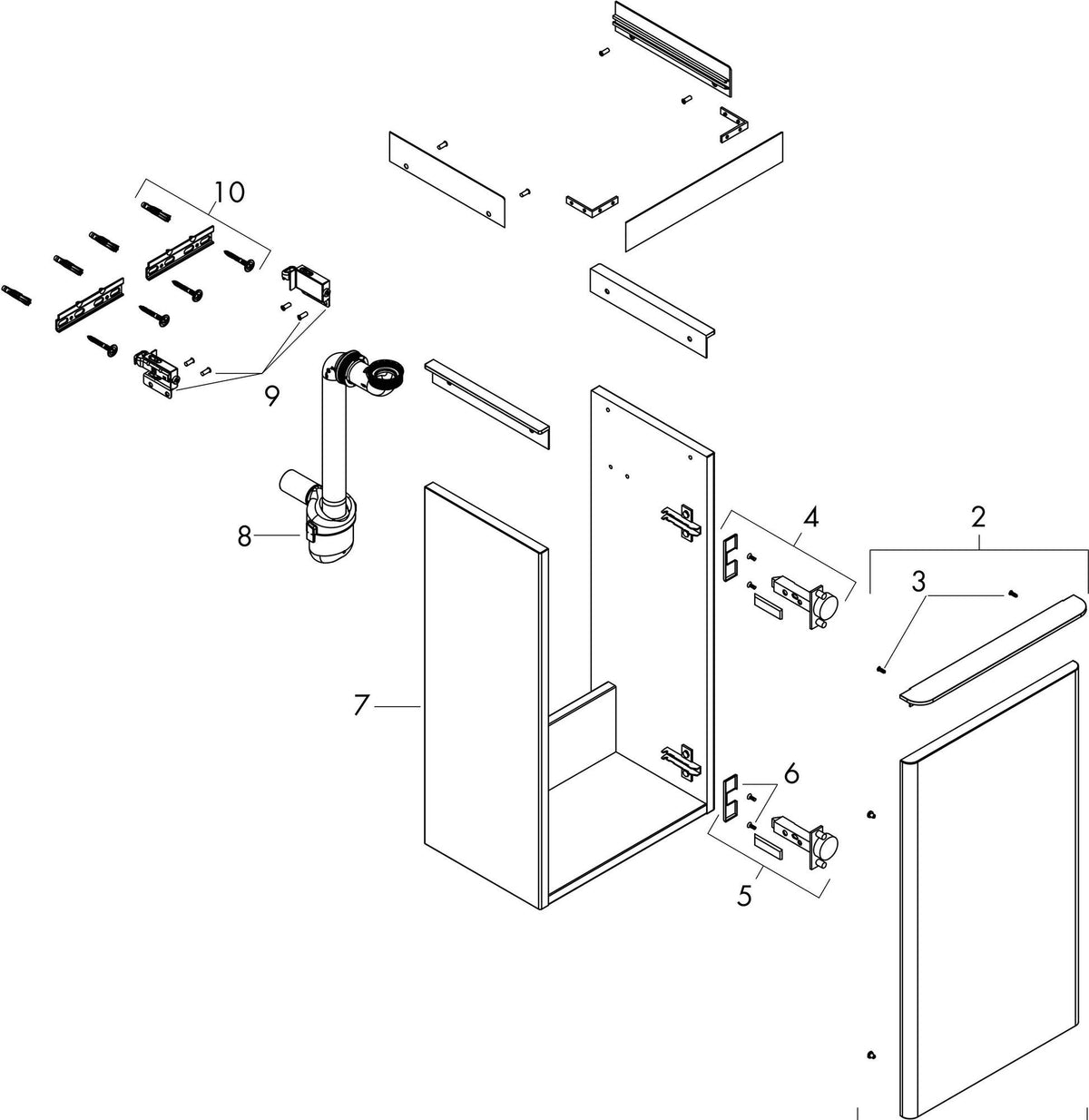 HANSGROHE Xelu Q Waschtischunterschrank 340 mm, Türanschlag rechts, weiß hochglanz – mit SoftClose