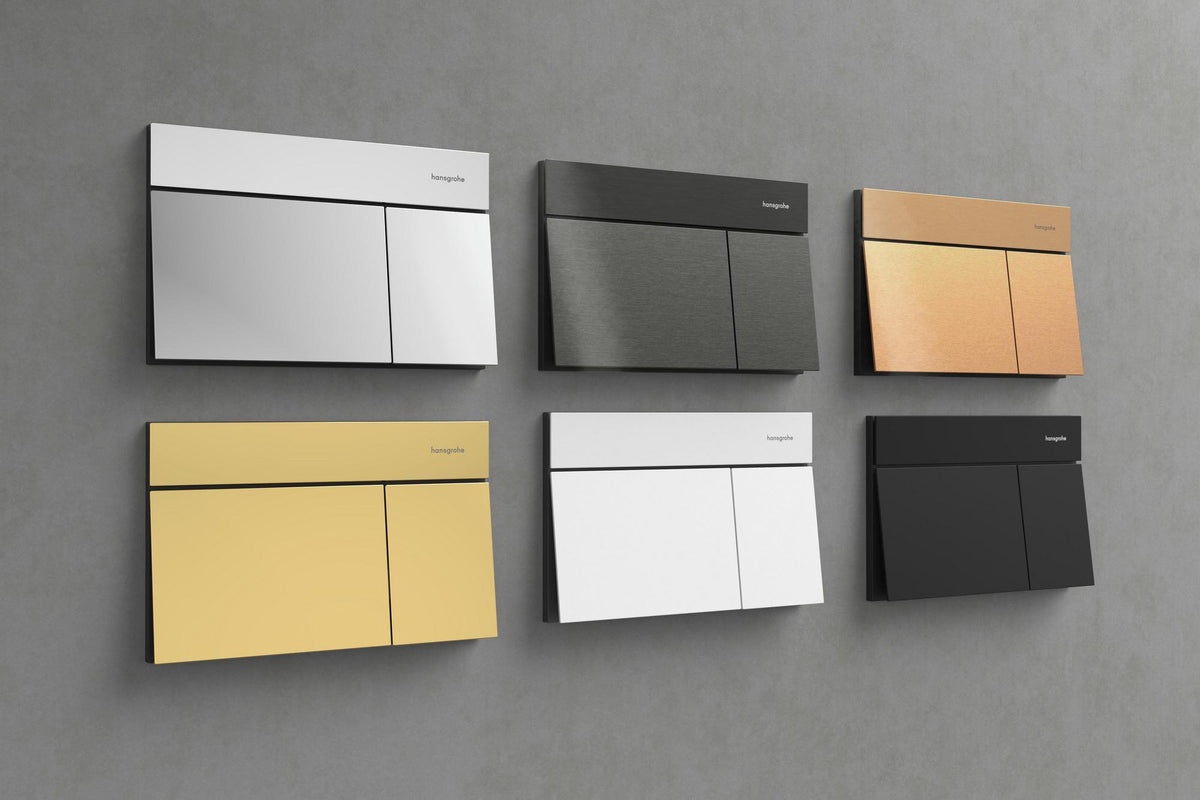 Hansgrohe iFrame Element E Betätigungsplatte mit 2-Mengen-Spülung, Metall, gebürstet