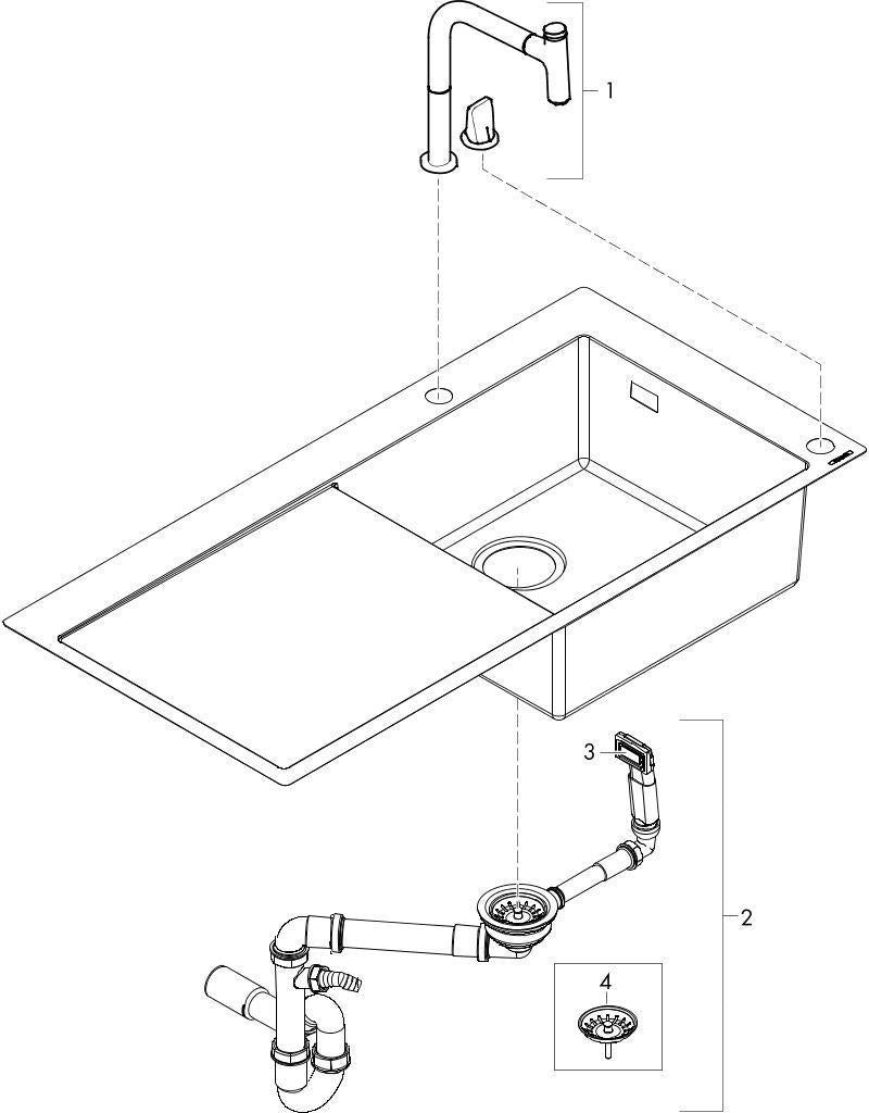 HANSGROHE Spülencombi SELECT 450 mit Abtropffläche C71-F450-07 chrom