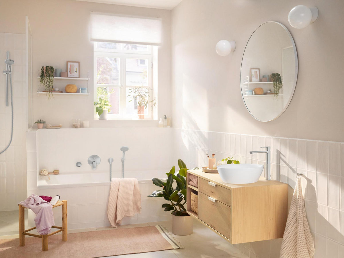 HANSGROHE Rebris S Fertigmontageset Wannenmischer Unterputz Chrom – 2 Verbraucher, Thermostat