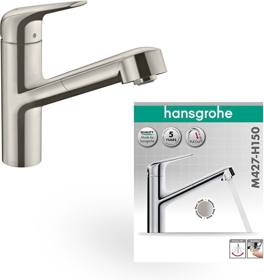 HANSGROHE Focus M42 Spültischmischer 150 Ausziehauslauf chrom – ComfortZone, MagFit, Quick-Connect