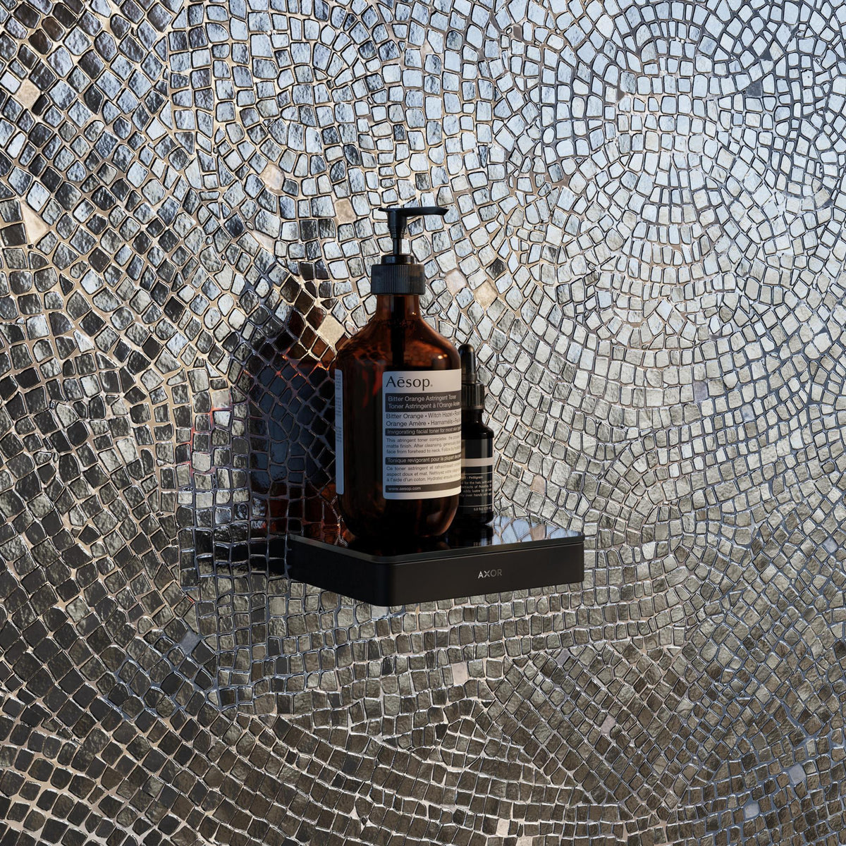 AXOR Universal Ablage 150 mm mattschwarz mit Sicherheitsglas – Wandmontage