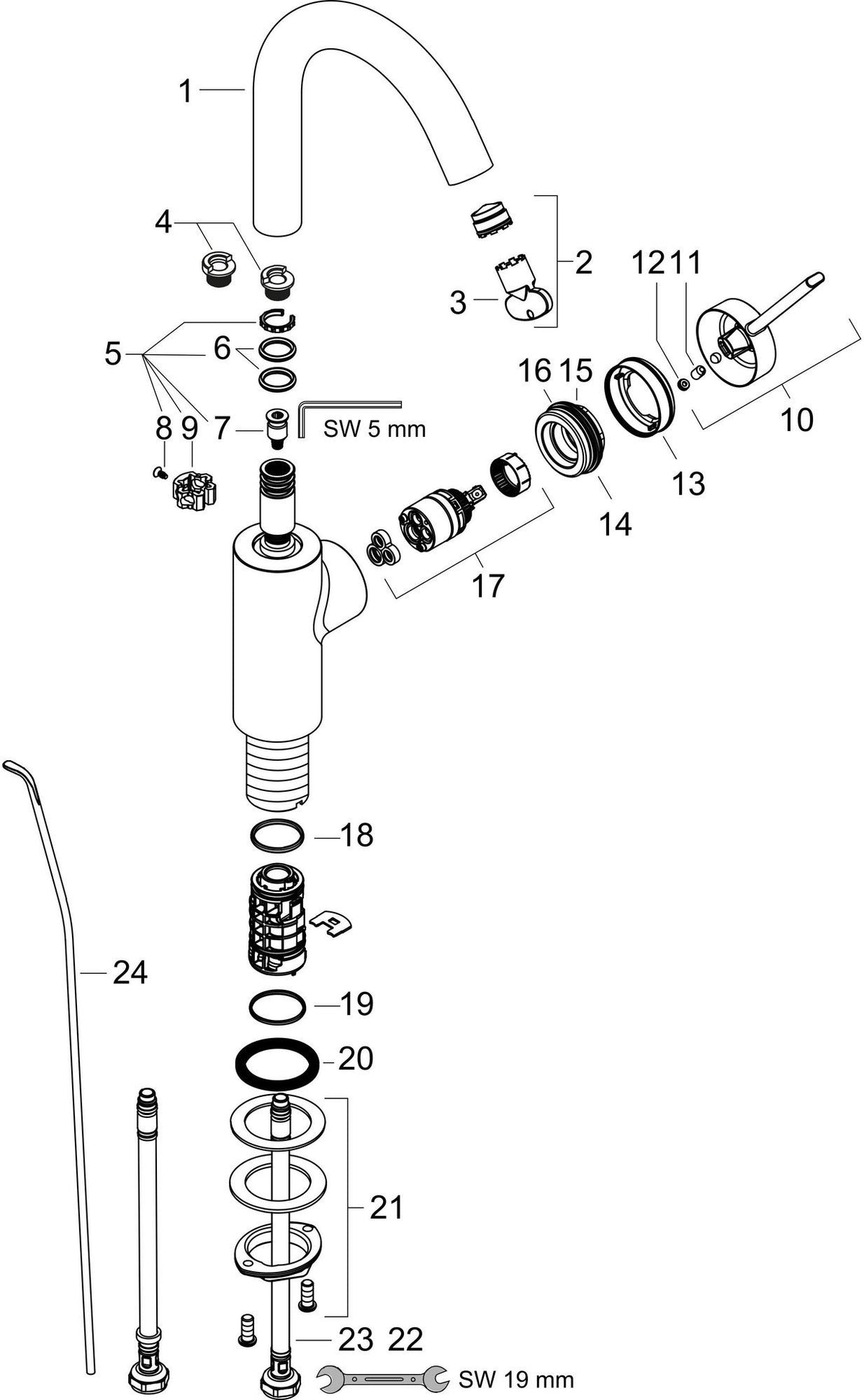 HANSGROHE Zesis S 210 Einhebel-Waschtischmischer mit Schwenkauslauf und Zugstangen-Ablaufgarnitur, chrom