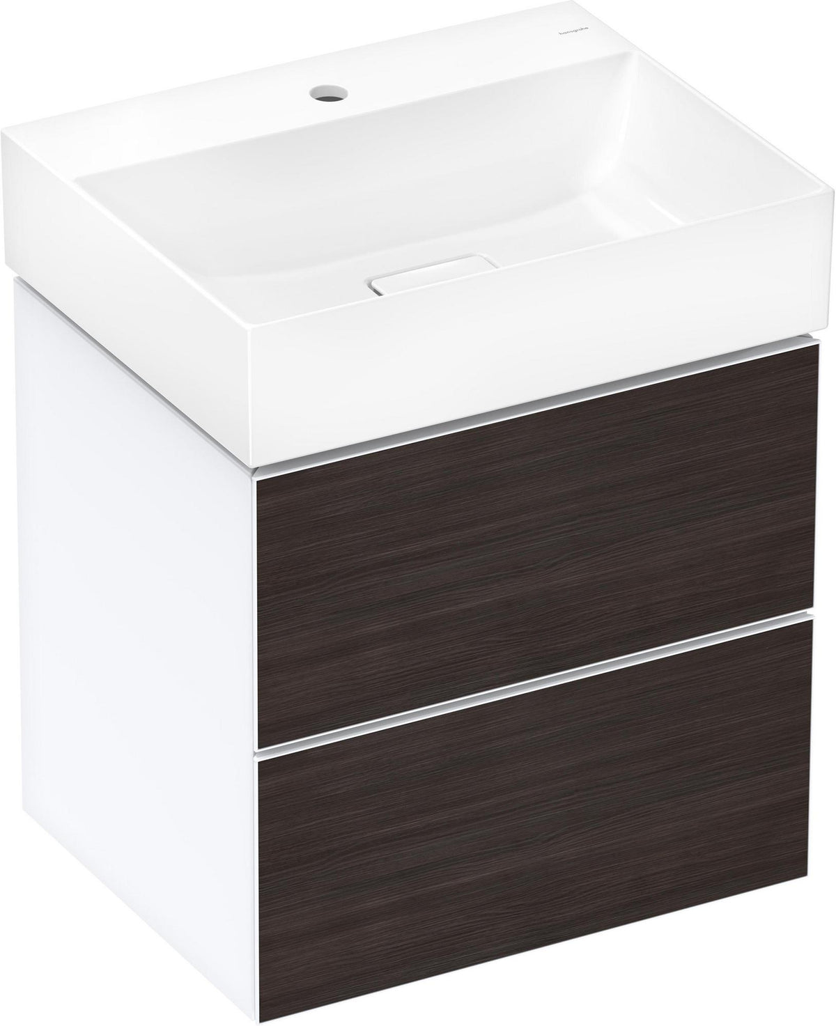 HANSGROHE Waschtisch Xevolos E 600x480mm weiß mit SmartClean, Hahnloch und Ablaufgarnitur