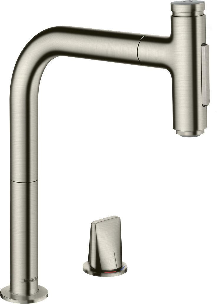 HANSGROHE Metris Select M71 Spültisch-Einhandmischer mit Ausziehbrause, Select-Technologie und ComfortZone 200 – Chrom
