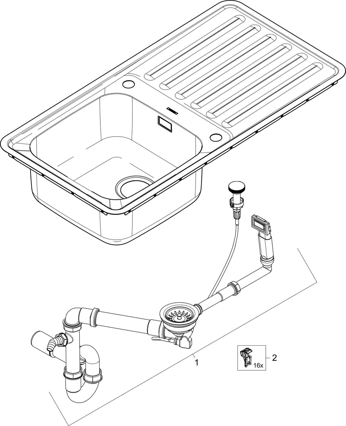 HANSGROHE Einbauspüle S41 400 mit Abtropffläche – Edelstahl, reversibel, flächenbündig