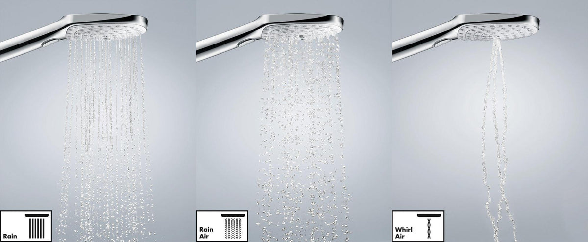 Handbrause RAINDANCE SELECT E 120 3jet von HANSGROHE – 3 Strahlarten, EcoSmart, QuickClean