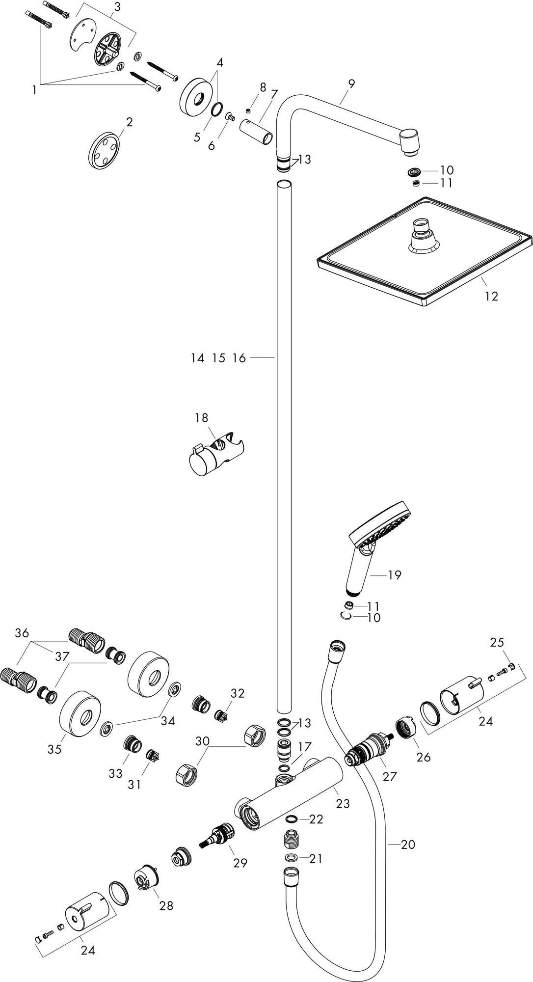 HANSGROHE Showerpipe CROMETTA E 240 Chrom mit Thermostat Ecostat 1001 CL – Duschsystem