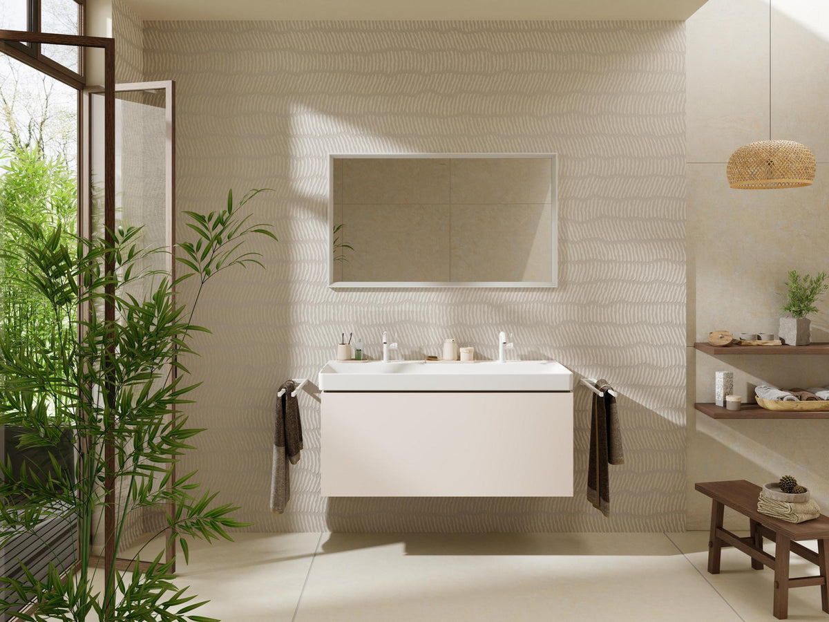 HANSGROHE Spiegel Xarita E mit LED-Beleuchtung und IR-Sensor, mattweiß, 1200 x 700 mm