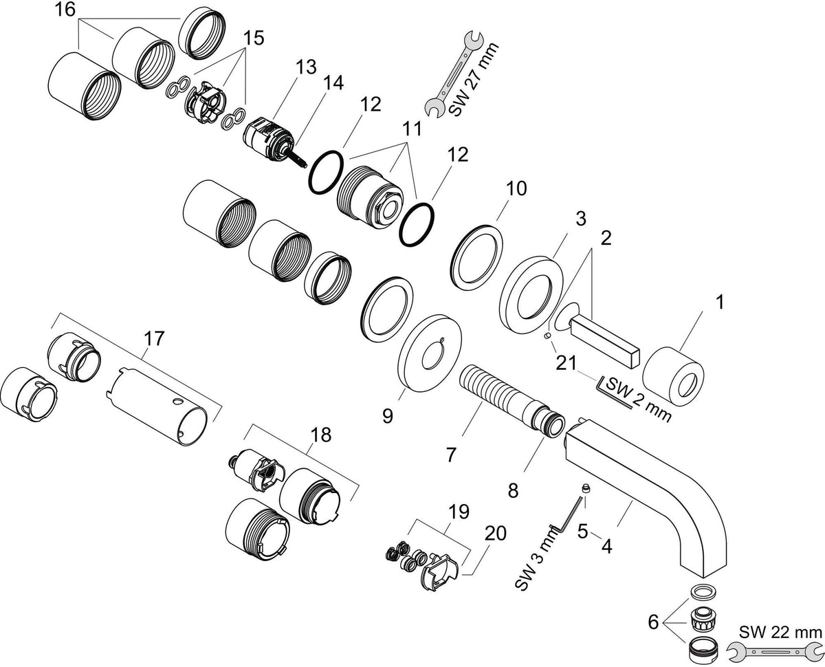 AXOR CITTERIO Einhebel-Waschtischmischer DN 15 Unterputz mit Rosetten 165 mm Chrom