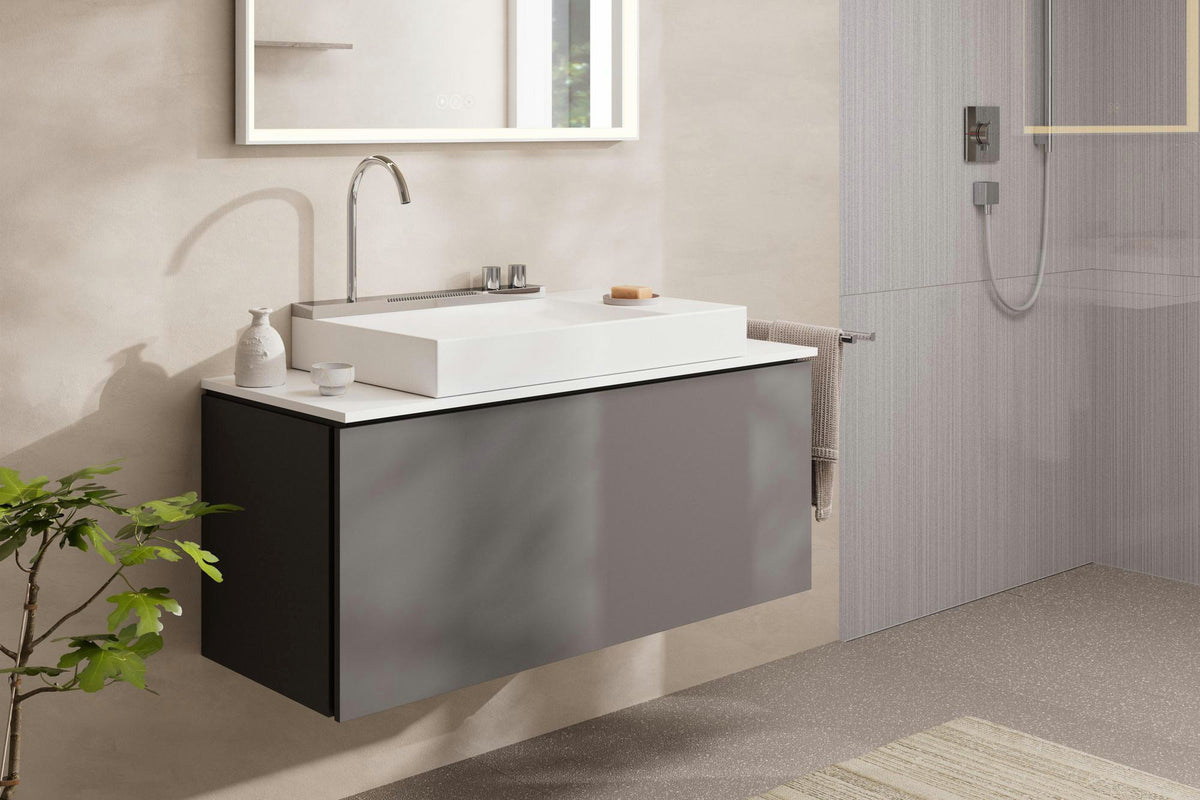 HANSGROHE Xilesa E Konsole 1180x550mm Eiche mit mittigem Ausschnitt für Aufsatzwaschtisch