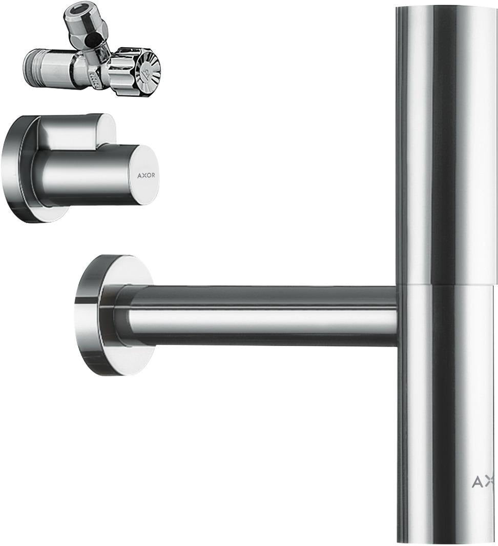AXOR Designsiphon Set FLOWSTAR mit Eckventilen und Schubern, chrom – Flaschensiphon für Waschtische