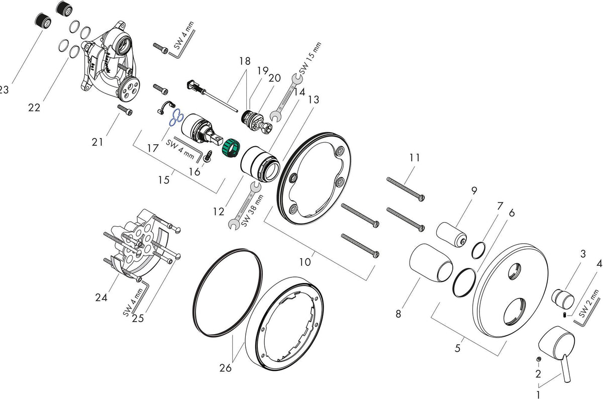 HANSGROHE Talis S Einhebel-Wannenmischer Unterputz Chrom – 2 Verbraucher, Keramikmischsystem