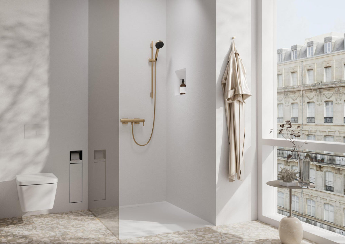 HANSGROHE XtraStoris Rock Toilettenbürstenhalter mit Papierhalter, befliesbare Tür, mattweiß