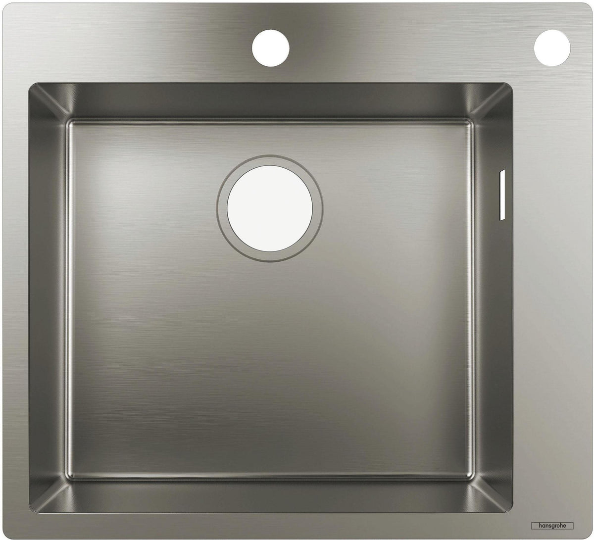 HANSGROHE Einbauspüle S71 450 Edelstahl – Flächenbündiger Einbau, 1 Becken, 60 cm Unterschrank