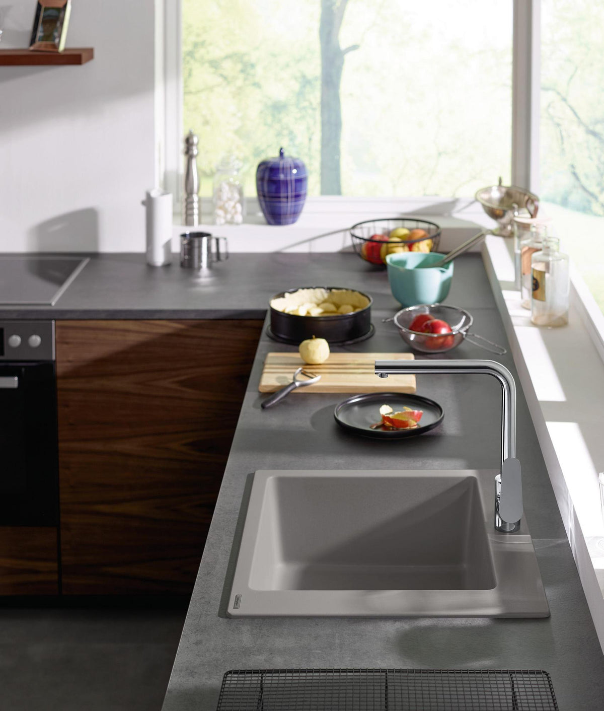 HANSGROHE Einbauspüle S51 450 SilicaTec graphitschwarz 1 Becken 60 cm Unterschrank