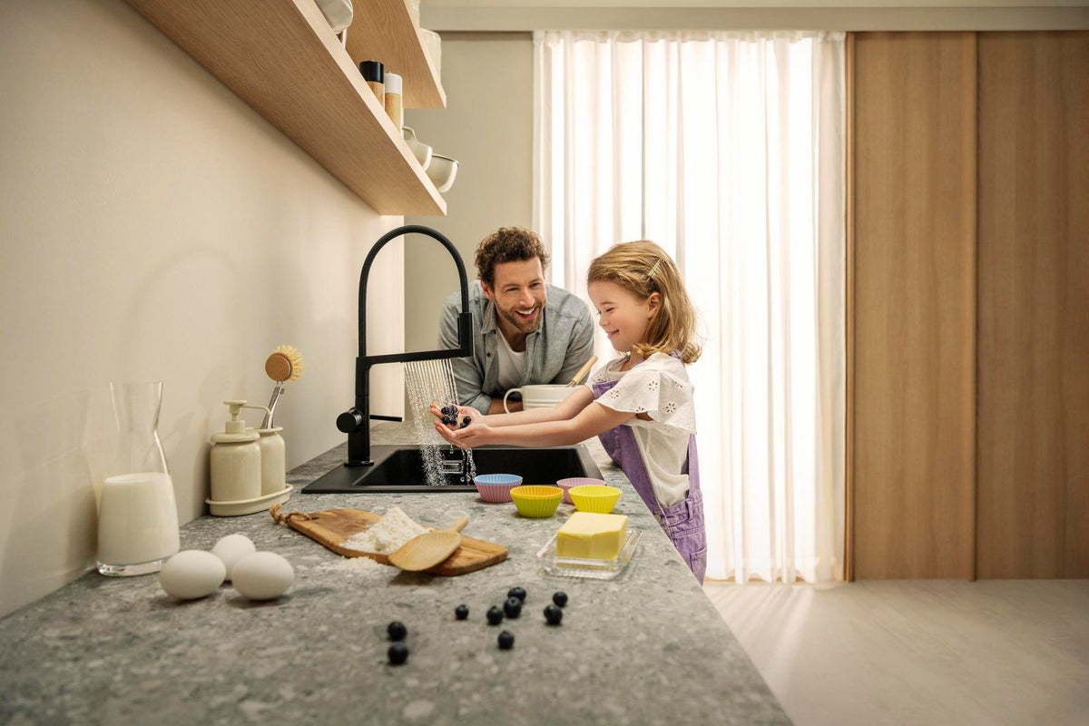 HANSGROHE Einbauspüle S51 450 SilicaTec graphitschwarz 1 Becken 60 cm Unterschrank