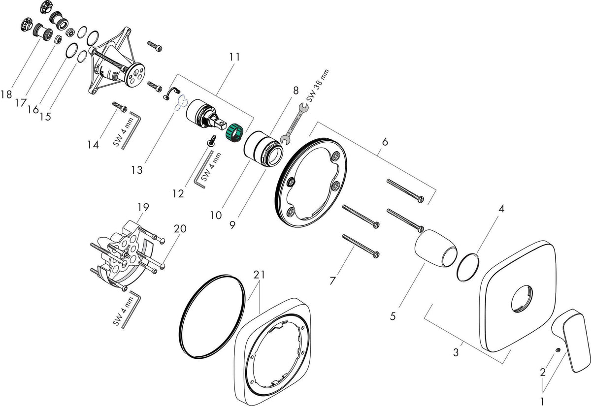 HANSGROHE Logis Einhebel-Brausemischer DN 15 Unterputz Chrom – Fertigmontageset mit Temperaturbegrenzung