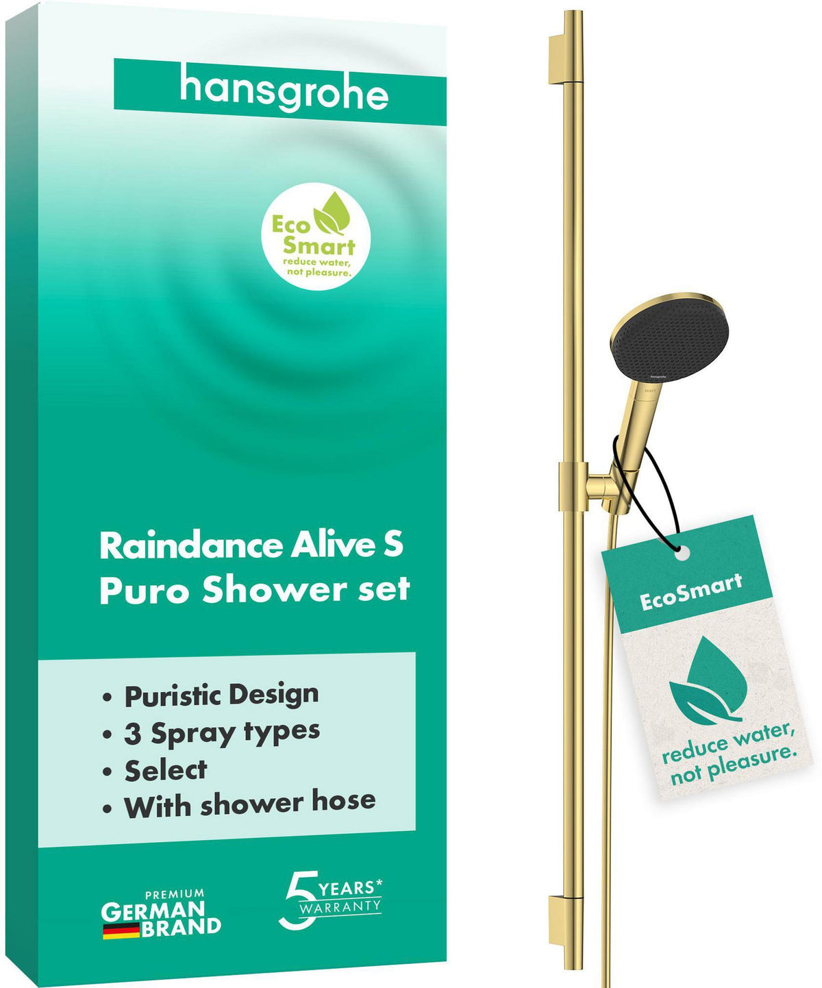 HANSGROHE Raindance Alive Select S 125 Brauseset mit 3 Strahlarten und EcoSmart