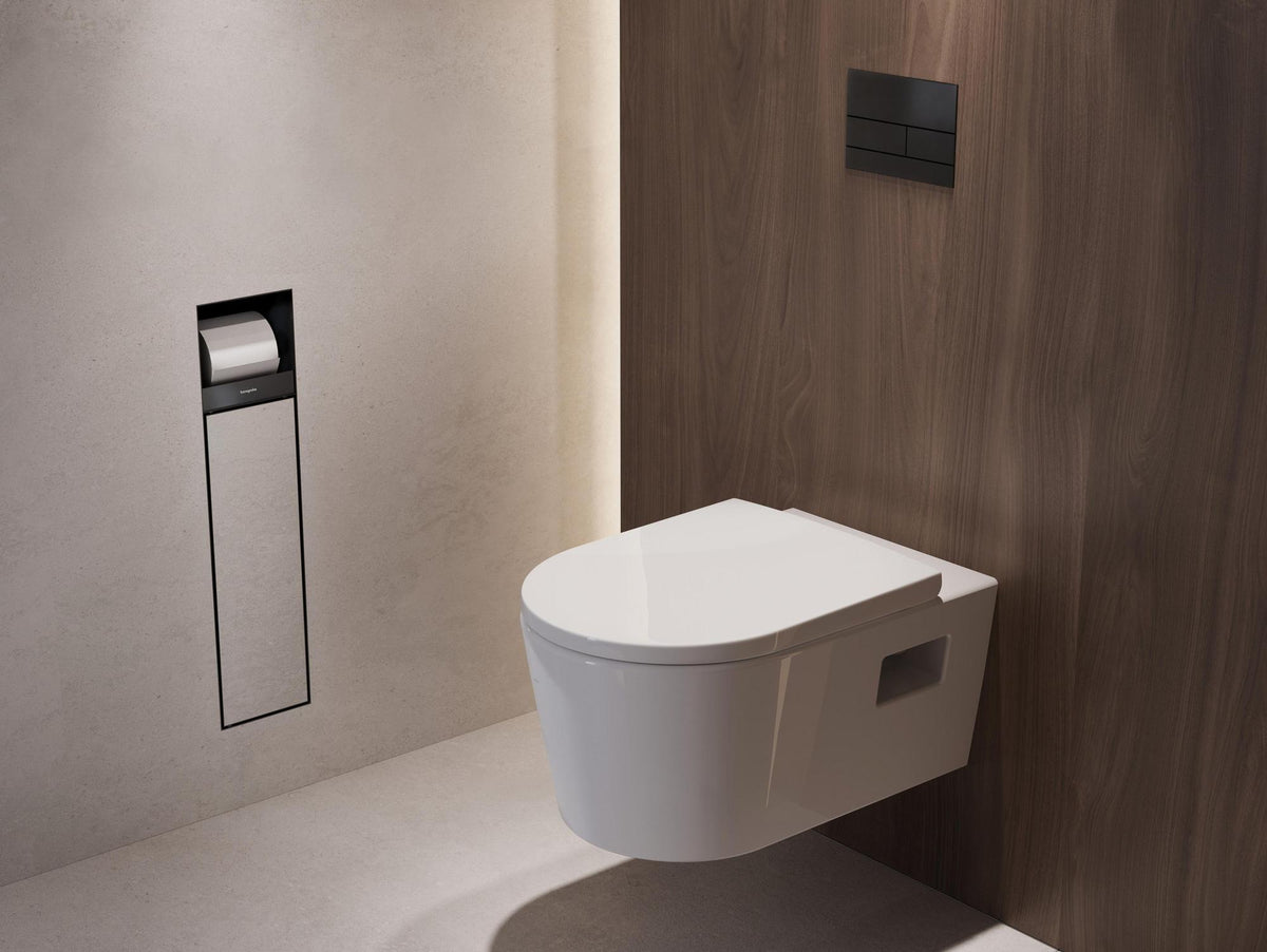 HANSGROHE XtraStoris Rock Toilettenbürstenhalter mit Papierhalter, befliesbare Tür, mattweiß