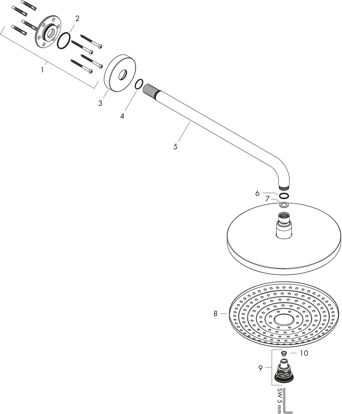 Hansgrohe Raindance Select S 300 Kopfbrause 2jet DN15 mit 390 mm Brausearm, chrom