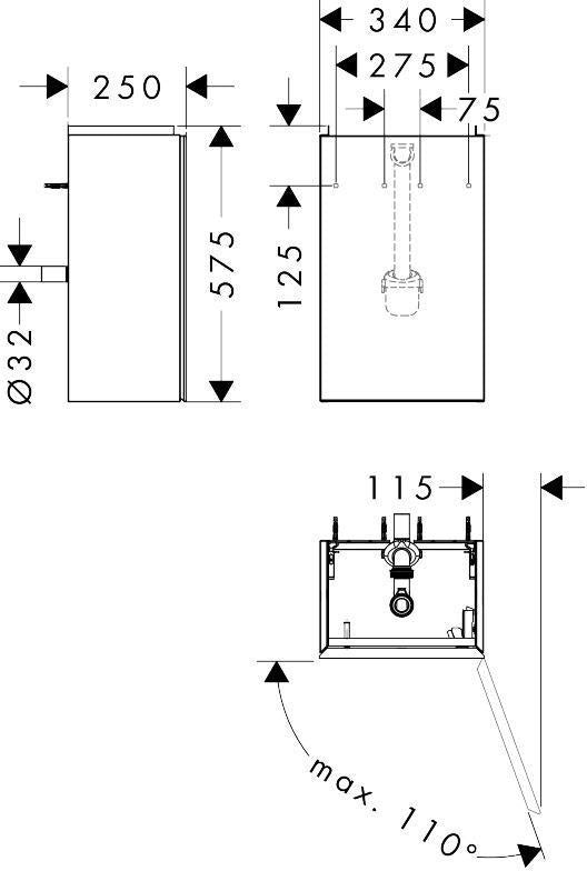 HANSGROHE Xevolos E Waschtischunterschrank 340 mm, 1 Tür rechts, grifflos mit PushOpen
