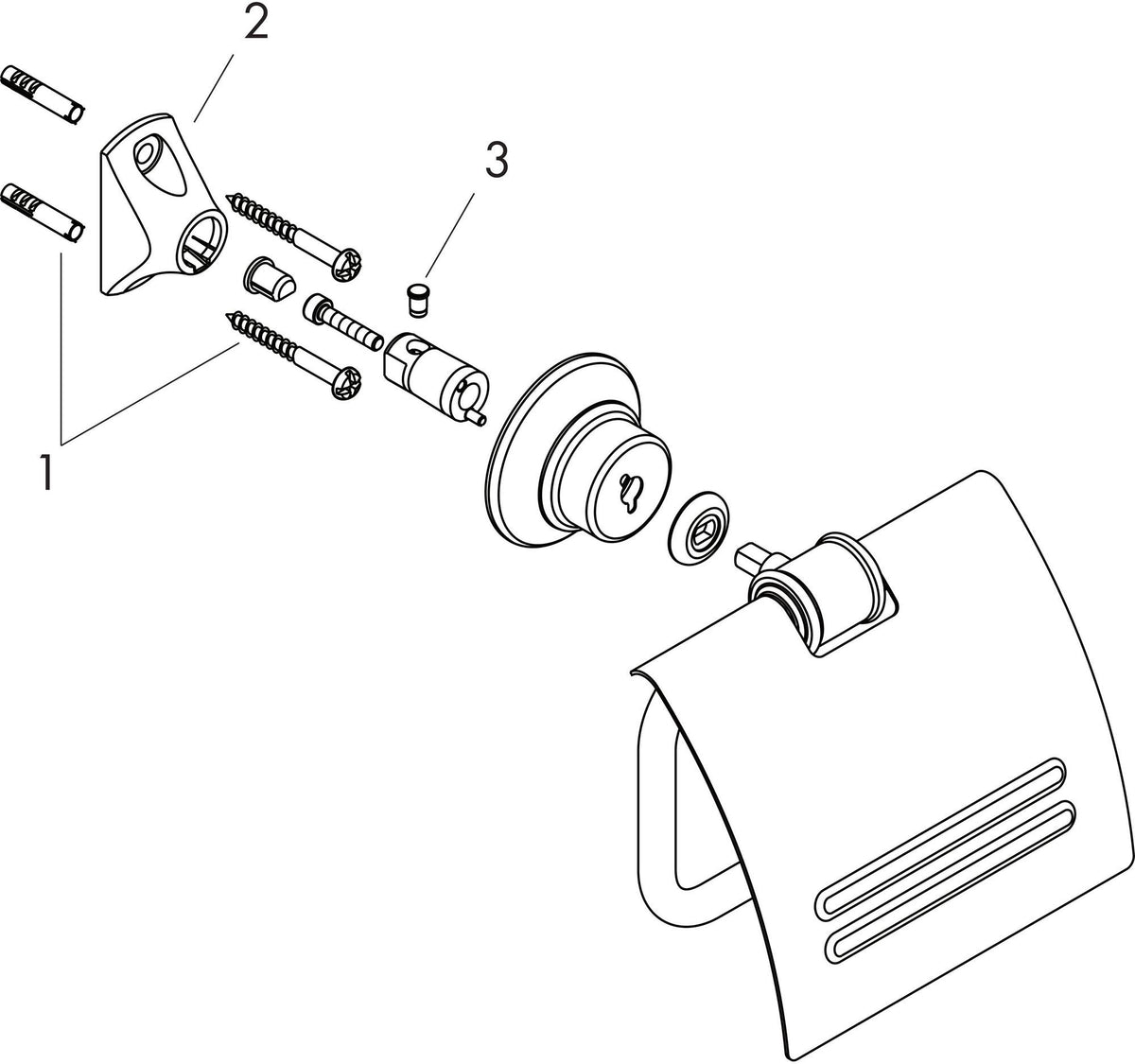 AXOR MONTREUX Papierrollenhalter Wandmontage Chrom – Metall, mit Deckel, verdeckte Befestigung