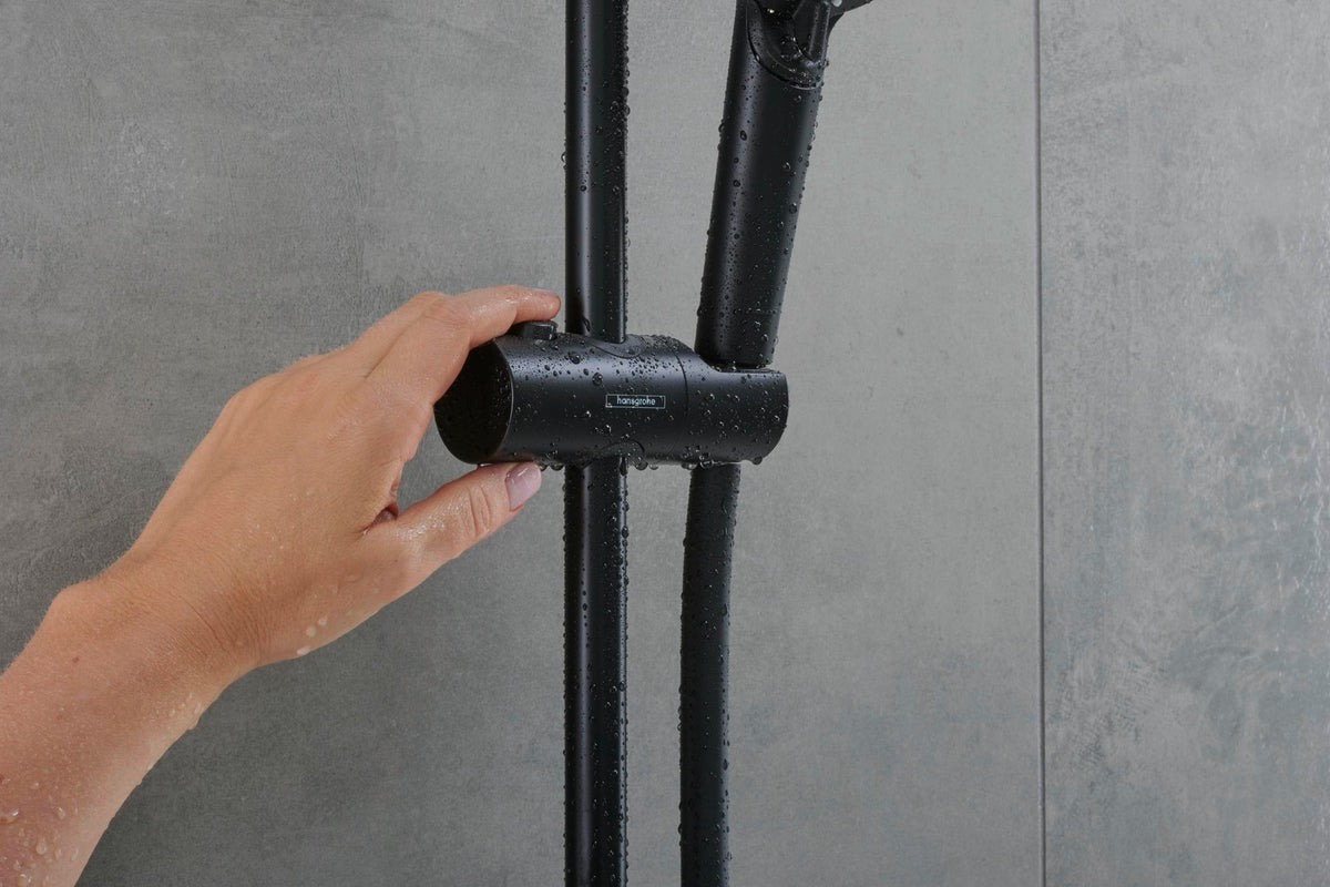 HANSGROHE Showerpipe Vernis Shape 240 mit Thermostat mattschwarz – Duschsystem