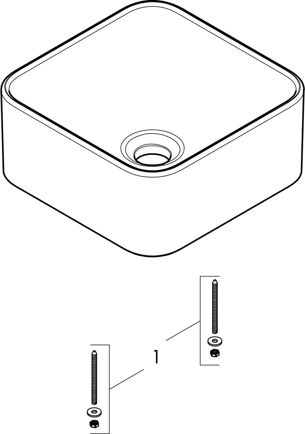 HANSGROHE Xuniva Q Aufsatzwaschtisch 300x300mm weiß ohne Hahnloch und Überlauf