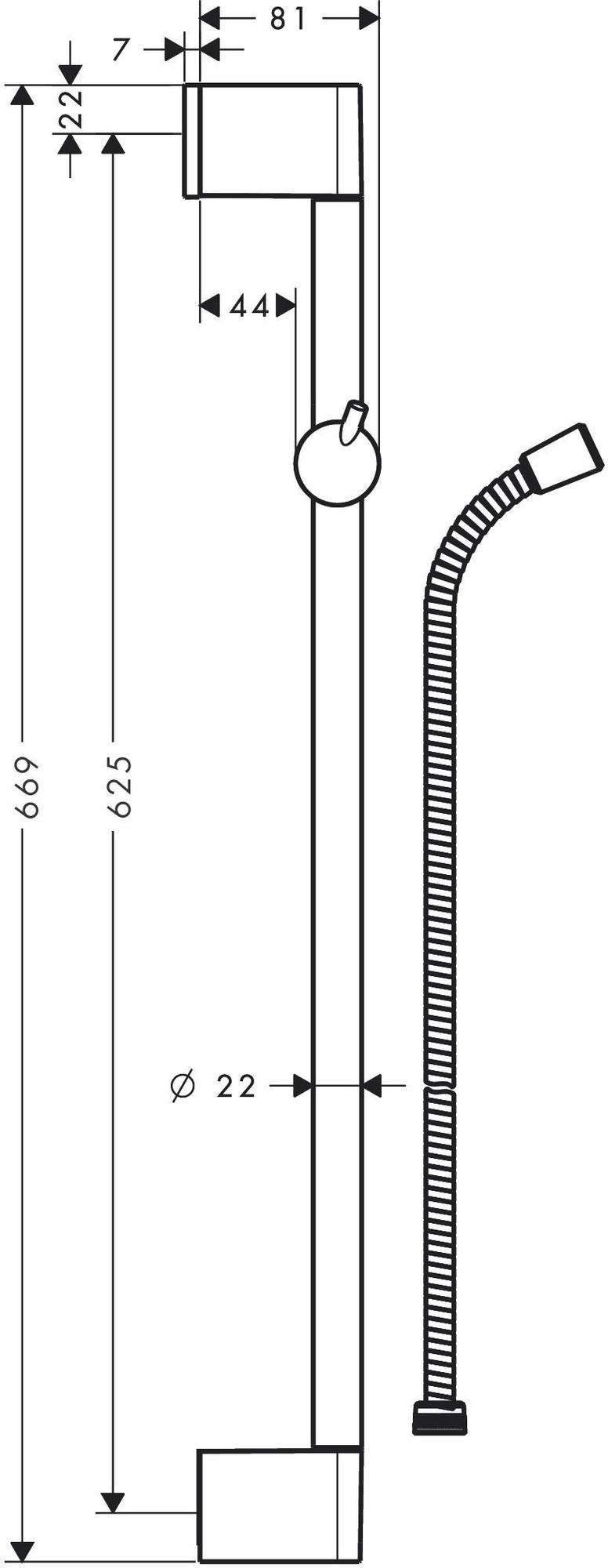 HANSGROHE Unica Crometta Brausestange 900 mm mit Brauseschlauch 1600 mm – Chrom