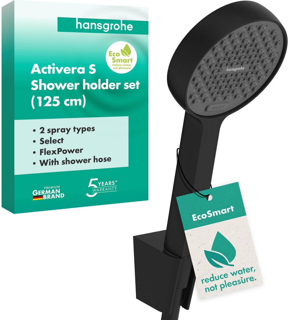 HANSGROHE Activera Select S 95 Brausehalterset – 2 Strahlarten, EcoSmart, 1250 mm Schlauch, chrom
