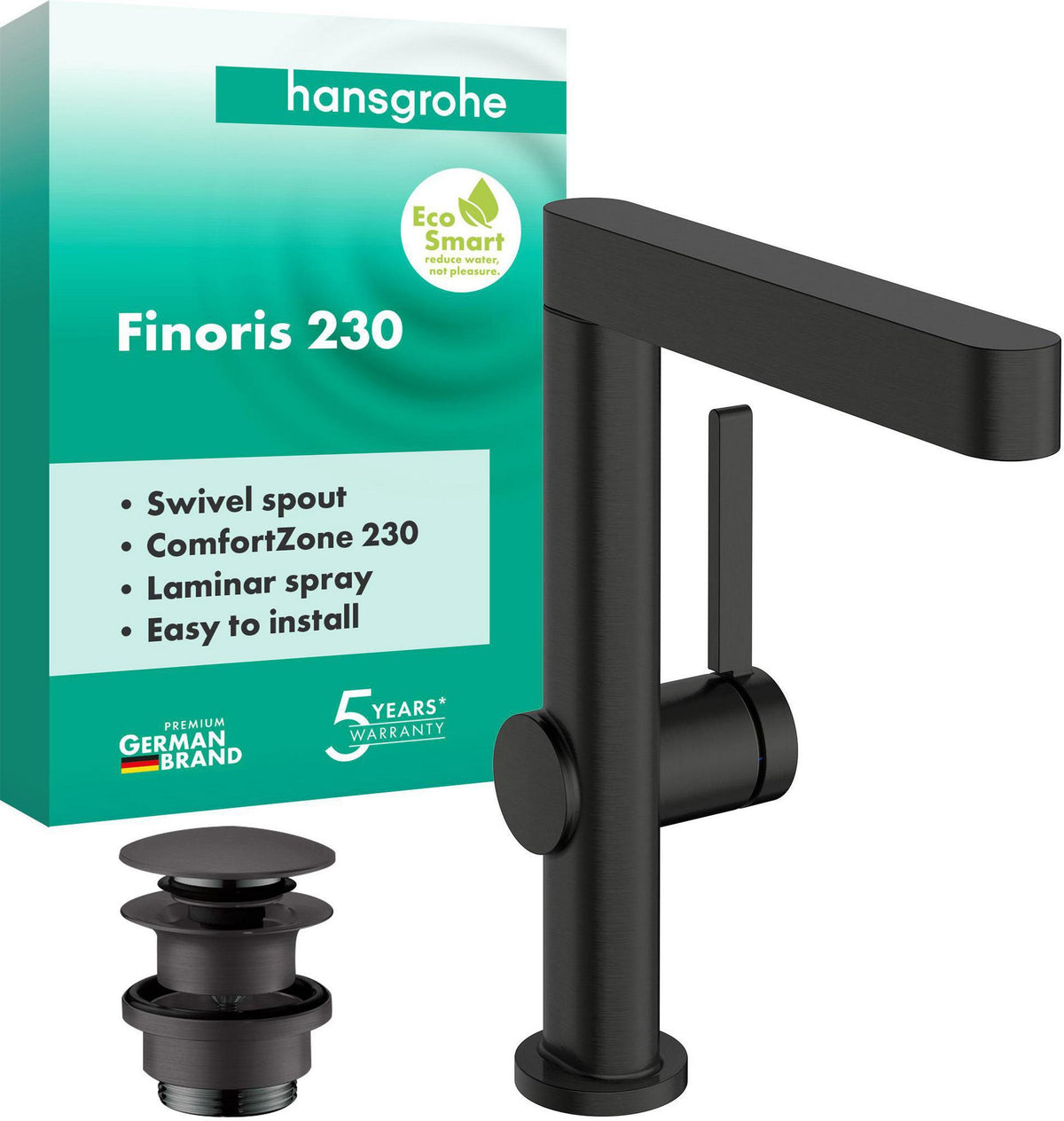 HANSGROHE Finoris 230 Einhebel-Waschtischmischer mit Push-Open Ablaufgarnitur, chrom