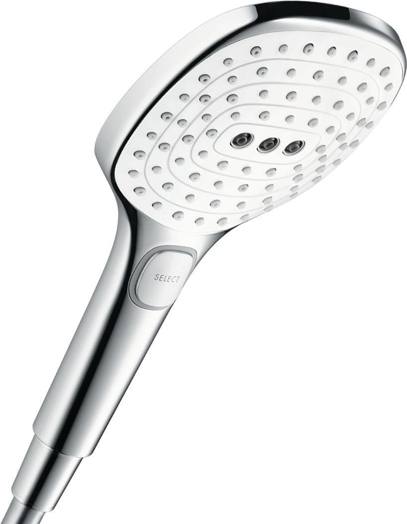 Handbrause RAINDANCE SELECT E 120 3jet von HANSGROHE – 3 Strahlarten, EcoSmart, QuickClean