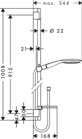 HANSGROHE Raindance Select E 150 3jet Brauseset mit Unica'S Puro Stange 650 mm Chrom