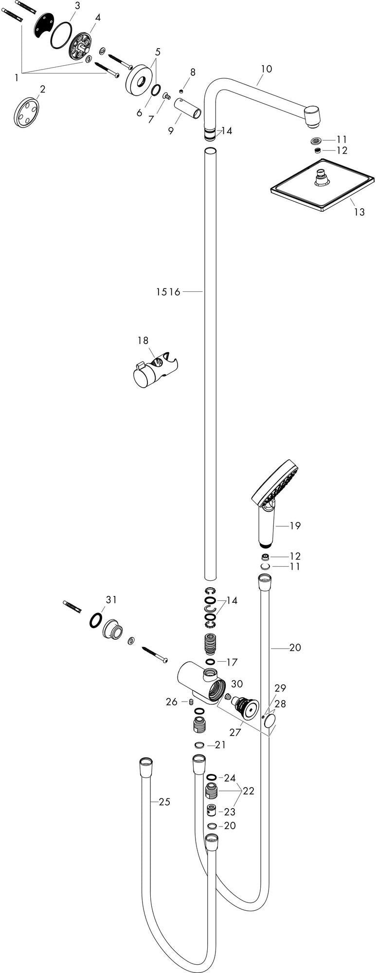 HANSGROHE Showerpipe Crometta E 240 1Jet Reno DN 15 EcoSmart 9 l/min chrom