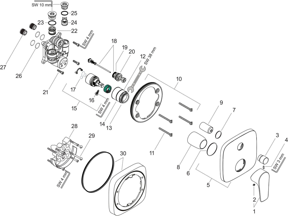 HANSGROHE Talis E Einhebel-Wannenmischer Fertigmontageset mit Sicherungskombination Chrom