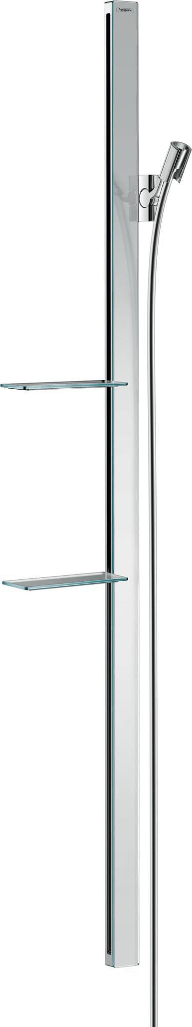 HANSGROHE RAINDANCE Unica'E Brausestange 150 cm Chrom mit Brauseschlauch und Sicherheitsglas-Ablage