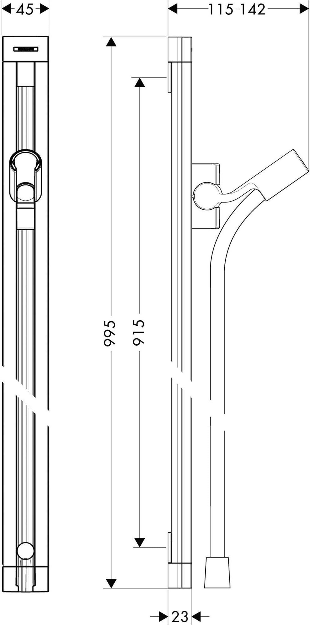 HANSGROHE RAINDANCE UNICA S Brausestange 900 mm mit Brauseschlauch 1600 mm chrom