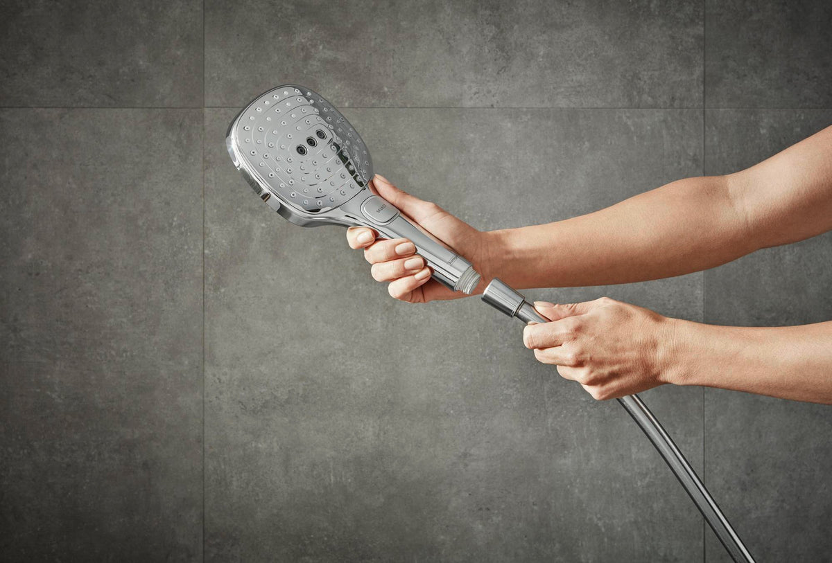 Handbrause RAINDANCE SELECT E 120 3jet von HANSGROHE – 3 Strahlarten, EcoSmart, QuickClean