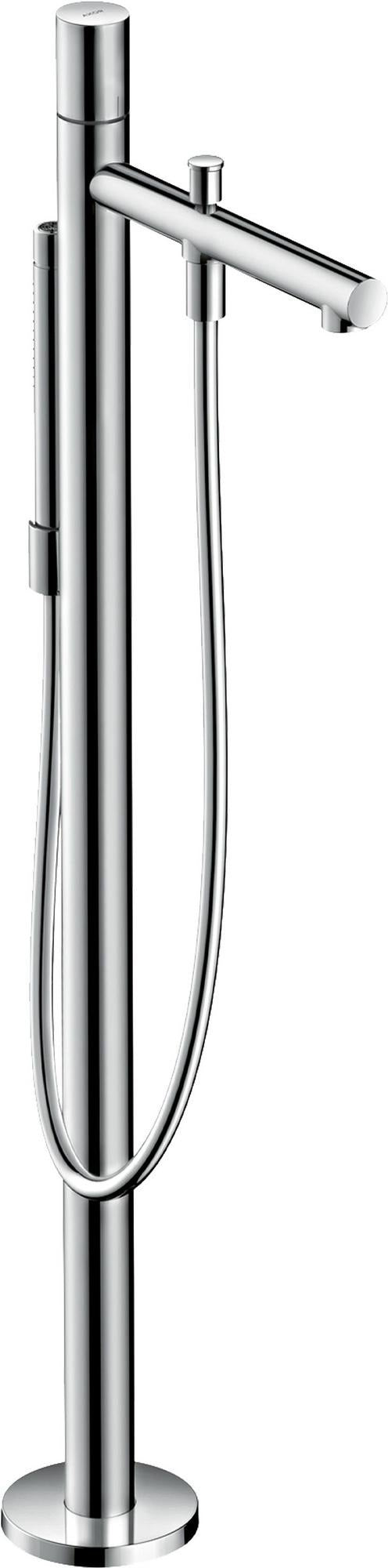 AXOR UNO Einhebel-Wannenmischer bodenstehend mit Zerogriff, Stabhandbrause und Brauseschlauch – Chrom