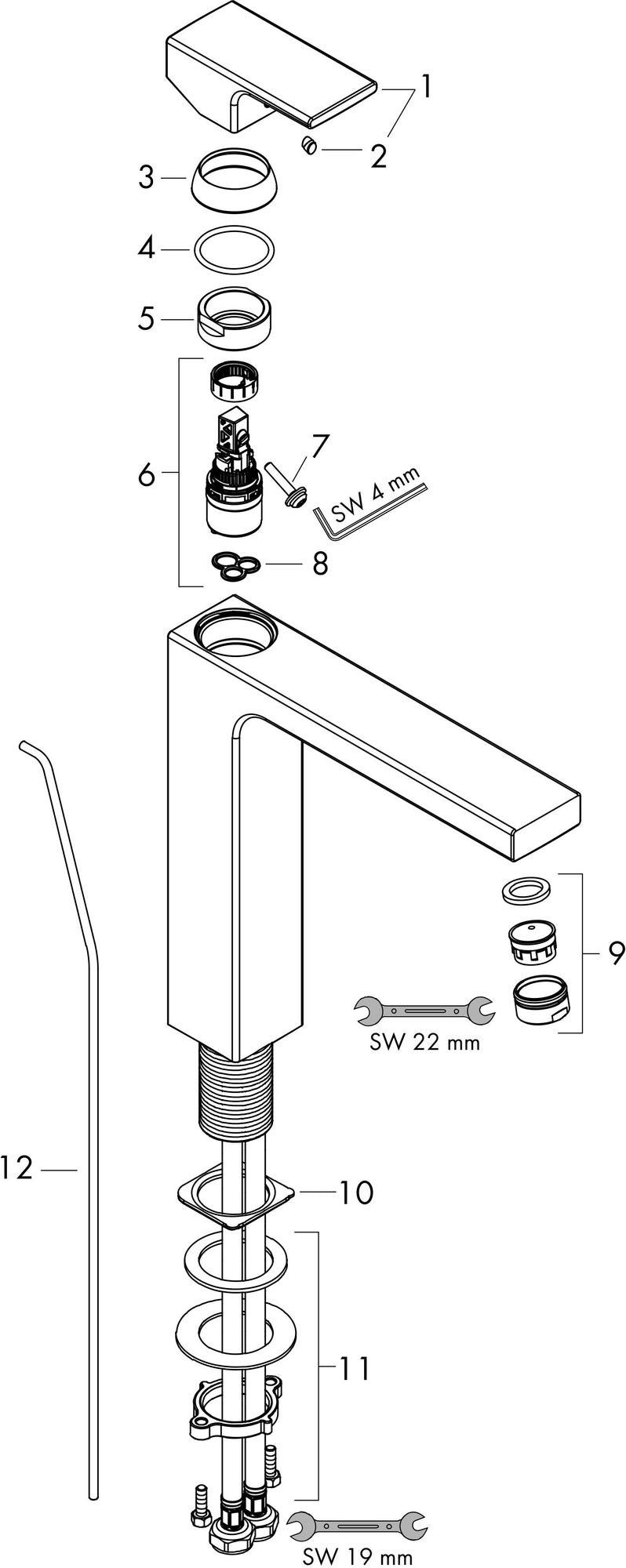 Hansgrohe VERNIS Shape 190 Einhebel-Waschtischmischer mit Zugstangen-Ablaufgarnitur, Chrom