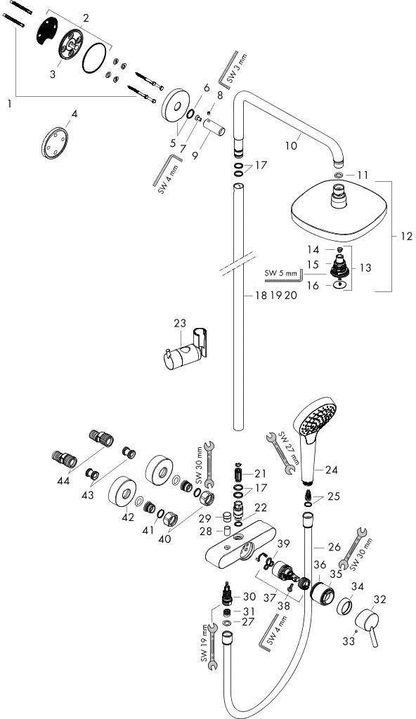 HANSGROHE Croma Select E 180 2jet Showerpipe mit Einhebelmischer, weiß/chrom – Duschsystem mit Kopf- und Handbrause