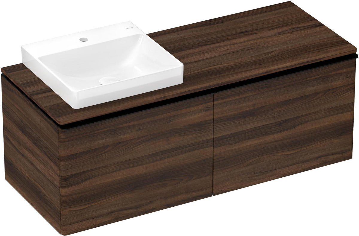HANSGROHE Waschtischunterschrank Xelu Q 1360 mm Weiß Hochglanz mit Griffleiste Chrom