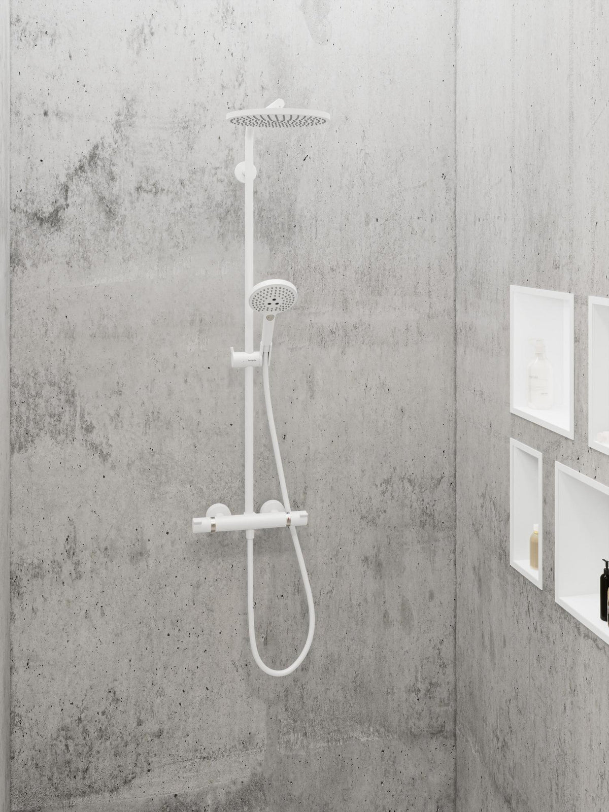 HANSGROHE XtraStoris Individual Wandnische mattweiß 300x150x100 mm mit Designrahmen – Edelstahl V2A