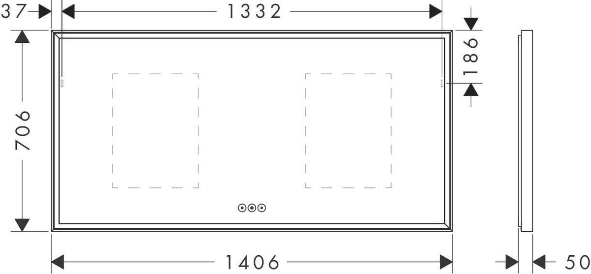 HANSGROHE Xarita E Wandspiegel 1200 mm mattweiß mit LED-Beleuchtung, SmartTouch und AntiFog
