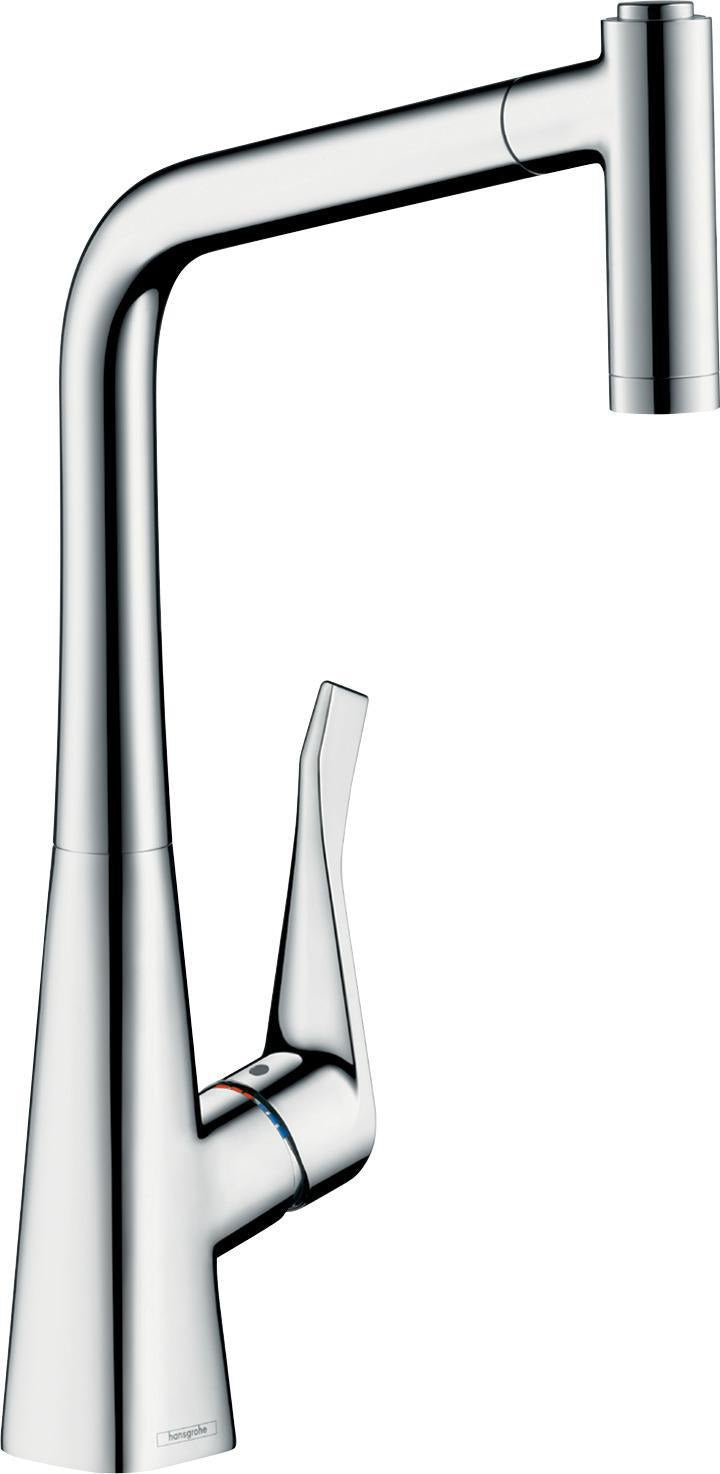 HANSGROHE Metris M71 Einhebel-Küchenmischer DN 15 mit Ausziehbrause, ComfortZone 320, Chrom