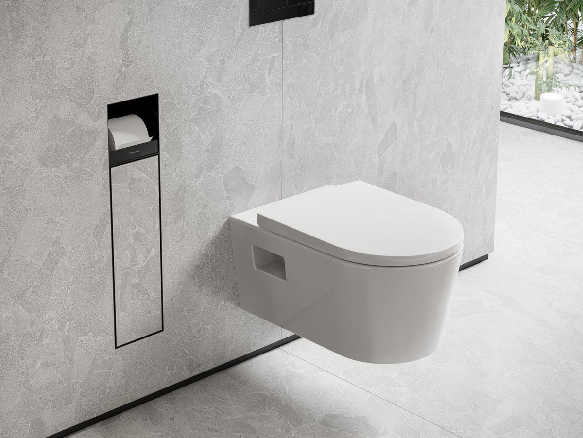 HANSGROHE XtraStoris Rock Toilettenbürstenhalter mit Papierhalter, befliesbare Tür, mattweiß
