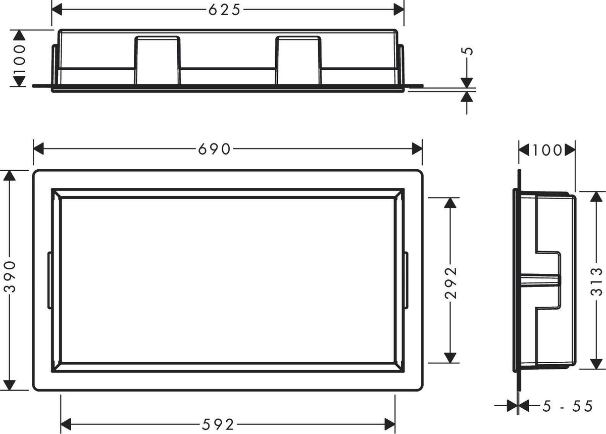 HANSGROHE Wandnische XtraStoris Original 300x150x100 mm mattschwarz mit Rahmen