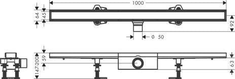 HANSGROHE RainDrain Compact Duschrinne 1200 mm Komplettset befliesbar